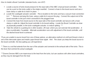 Installation instructions for an MBC